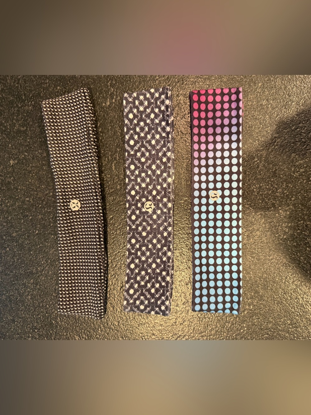lululemon Three-Pack Geometric Headbands Black & Pink!